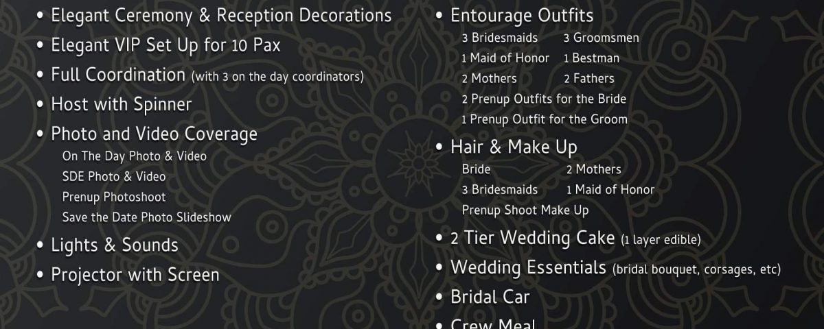 2020 Wedding Packages. Applicable for 2021 wedding if book with in this year.